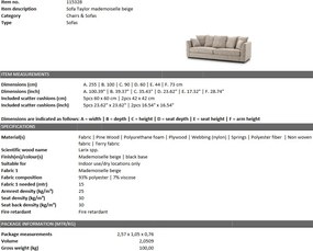 Canapea confortabila design LUX Taylor, bej mademoiselle 115328 HZ