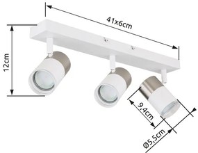 Plafoniera cu 3 Spoturi directionabile BRISBON nickel/alb