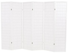 245908 vidaXL Paravan pliabil cu 6 panouri, stil japonez, 240x170 cm, Alb