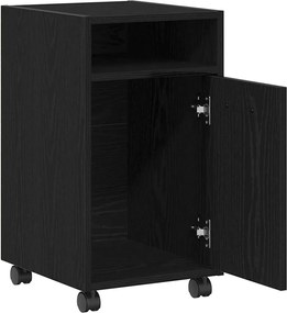 vidaXL Dulap lateral cu roți cu roata Stejar Negru 33 x 38 x 60 cm