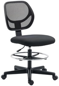 Vinsetto Scaun de birou înalt din plasă cu înălțime reglabilă 50-70 cm cu suport de picior pivotant la 360° negru | Aosom Romania
