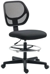 Vinsetto Scaun de birou înalt din plasă cu înălțime reglabilă 50-70 cm cu suport de picior pivotant la 360° negru | Aosom Romania