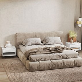 HOMCOM Set de 2 noptiere suspendate, noptiere, sertar, compartiment deschis, blat, 37 x 32 x 21 cm, alb | Aosom Romania