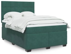 3293257 vidaXL Pat box spring cu saltea, verde închis, 160x200 cm, catifea