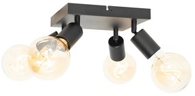 Spotlight modern negru pătrat cu 4 lumini - Facil