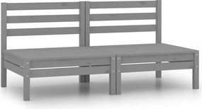 vidaXL Canapea de grădină cu 2 locuri, gri, lemn masiv de pin