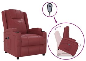 3124572 vidaXL Fotoliu cu ridicare pe verticală, roșu vin, piele ecologică