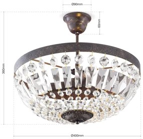 Lustră de cristal pe tijă Orion DL 7-487/3 ARILA 3xE14/40W/230V d. 40 cm maro/patină