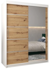 Dulap de haine 150 cm cu oglindă Verika 2 150 (alb + stejar artisan). 1064200