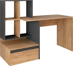Masă PC, stejar craft auriu/grafit, EROSS NEW