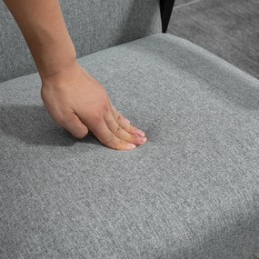 HOMCOM Fotoliu de accent în design scandinav, fotoliu de repaus, fotoliu de accent, aspect de in, lemn de cauciuc, Gri + Negru + Maro | Aosom Romania