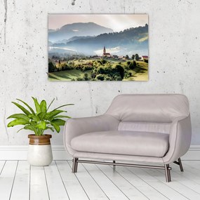 Tablou - sătuț în ceață (90x60 cm)
