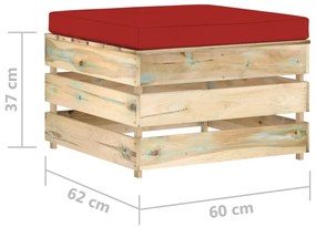 Set mobilier gradina cu perne, 5 piese, lemn verde tratat rosu si maro, 5