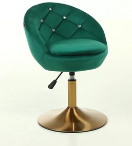 HR948N Scaun Verde din Catifea cu Bază Aurie