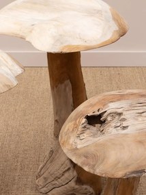 Set 3 ciuperci decorative din lemn de tec, "Sylve"