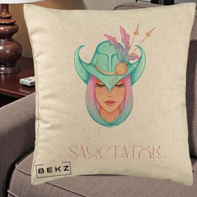 Perna Personalizata Zodiac Sagetator Cowgirl, 40x40 cm, Bej, Husa Detasabila, Perna Inclusa, BEKZ®