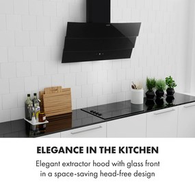 Antonia, hotă, 90 cm, 350 m³/h, panoul de control tactil, clasa energetică B, sticlă, neagră