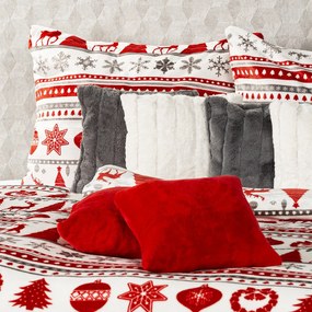 Lenjerie pat micro-flanelă Crăciun 4Home Christmas Time, roșu, 160 x 200 cm, 70 x 80 cm