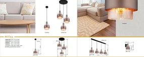 Lustra cu 3 pendule Sticla Chihlimbar Metal Bronz MILLEY
