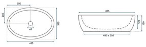 Lavoar pe blat Rea Shila alb oval 49 cm