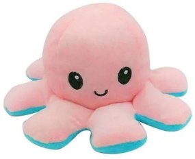 Caracatita reversibila din plus cu doua emotii, Octopus Mood trista si vesela, 19 x 15 cm, Roz Turcoaz,