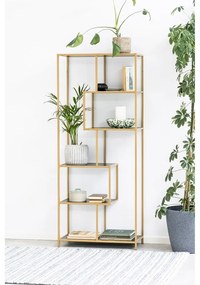 Bibliotecă neagră/aurie 77x185 cm Seaford – Actona