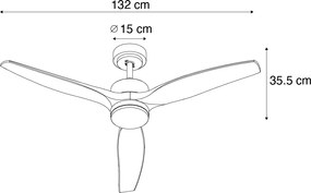 Ventilator inteligent de tavan alb cu imprimeu de lemn 132cm incl. LED Dimmable cu telecomandă - Joly