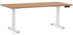 Masa inaltime reglabila OfficeTech D, 160 x 80 cm, bază albă, fag