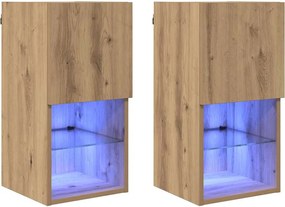 vidaXL Șifonieri pentru TV montate pe perete 2 pcs Stejar Artizanal