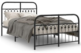 376615 vidaXL Cadru pat metalic cu tăblie de cap/picioare, negru, 120x190 cm