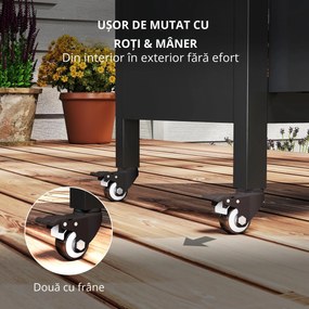 Outsunny Cărucior pentru Grătar cu Blat din Oțel Inoxidabil și Măsuță Laterală Pliabilă, 116x50x93 cm, Negru | Aosom Romania