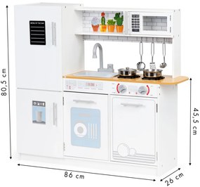 Bucătărie din lemn pentru copii cu lumini și oale