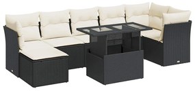 3326197 vidaXL Set mobilier de grădină cu perne, 8 piese, negru, poliratan