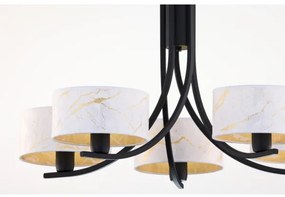Jupiter 2104 - Lustră pe lanț ARTHUR 5xE27/15W/230V alb/negru/decor marmură