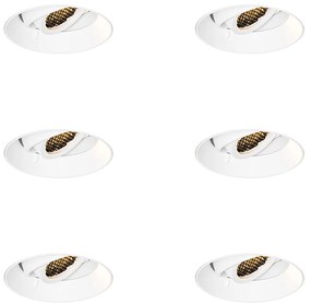 Set de 6 spoturi încastrate moderne albe GU10 rotunde fără ramă - Oneon Honey