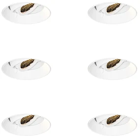 Set de 6 spoturi încastrate moderne albe GU10 rotunde fără ramă - Oneon Honey