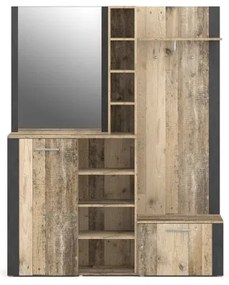 Panou de hol cu oglindă KEVIN, maro/negru