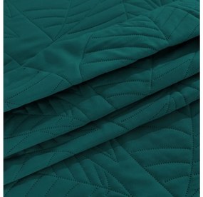 Cuvertura de pat turcoaz cu model LEAVES Dimensiuni: 200 x 220 cm