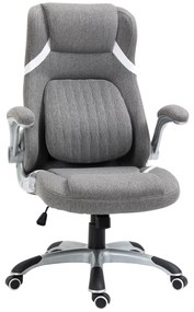 Vinsetto Scaun directorial cu Înălțime Reglabilă, Scaun de Birou Ergonomic Rotativ din Țesătură și Oțel, 68x76x109-117cm, Gri | Aosom România