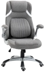 Vinsetto Scaun directorial cu Înălțime Reglabilă, Scaun de Birou Ergonomic Rotativ din Țesătură și Oțel, 68x76x109-117cm, Gri | Aosom România