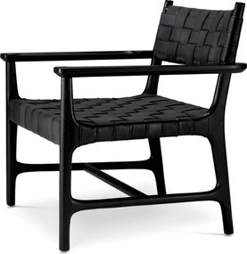 Fotoliu design LUX, Piele clasica neagra, Lemn, Tiberio