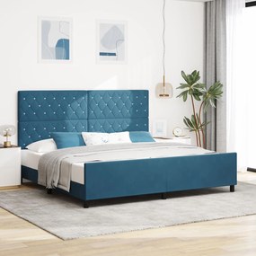 vidaXL Cadru de pat cu headboard Albastru închis 200 x 200 cm Catifea