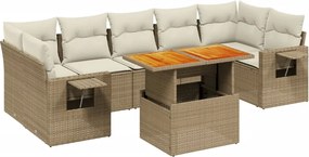 vidaXL Set canapele de grădină, 8 piese, cu perne, bej, poliratan