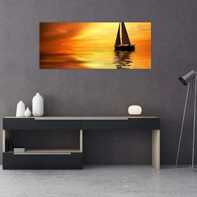 Tablou - Sailboat la apus de soare (120x50 cm)