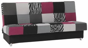 Canapea extensibila Alabama roz-neagra, 195/90/90 cm