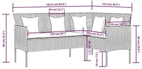 Canapele de gradina in forma L, cu perne, gri, poliratan 1, Gri