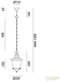 Pendul de exterior, diam.22cm, IP23, Venezia 248.07.OR