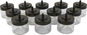 Set 12 recipiente condimente 430KSV1431, transparent/negru, sticla, 30