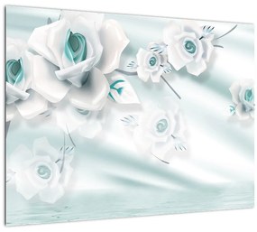 Tablou - Flori de trandafir turcoaz (70x50 cm)
