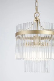 Lustra moderna metal auriu, tije din sticla Lara